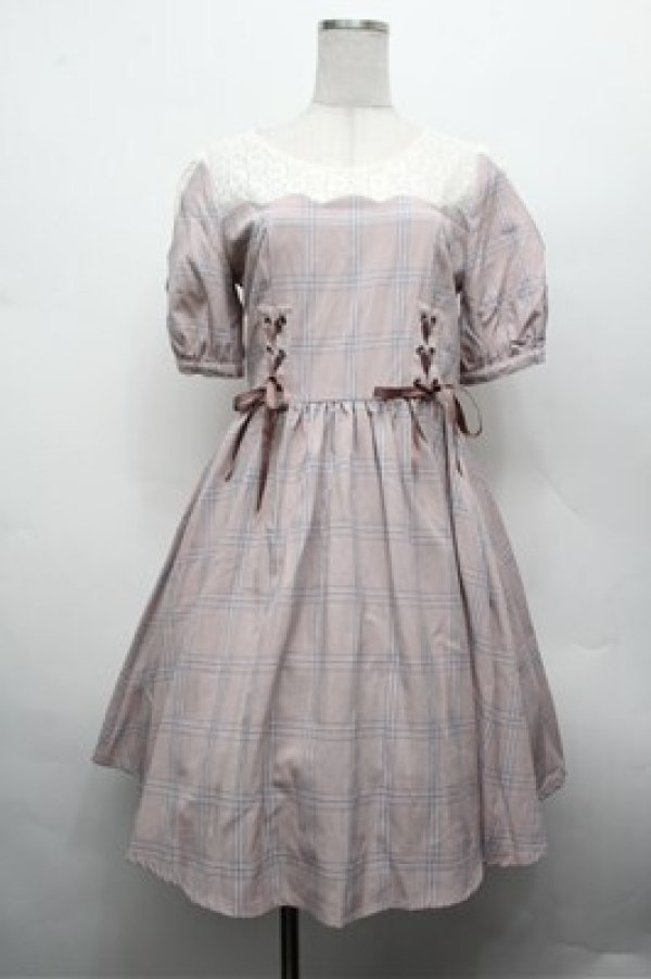 画像1: axes femme POETIQUE / スカラップビスチェ切り替えワンピース  ピンク S-26-02-20-048-AX-OP-AS-ZS (1)