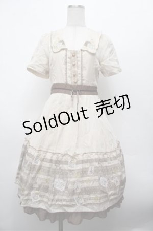 画像: axes femme / レース×スタンププリントワンピース  オフ S-26-02-20-051-AX-OP-AS-ZS