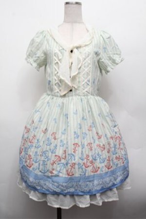 画像: axes femme / イカリ柄スカーフ風チュニック  オフＸグリーン S-26-02-20-052-AX-OP-AS-ZS