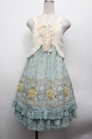 画像: axes femme / キャミ重ね編み上げチュニック  グリーンxオフ S-26-02-20-053-AX-OP-AS-ZS