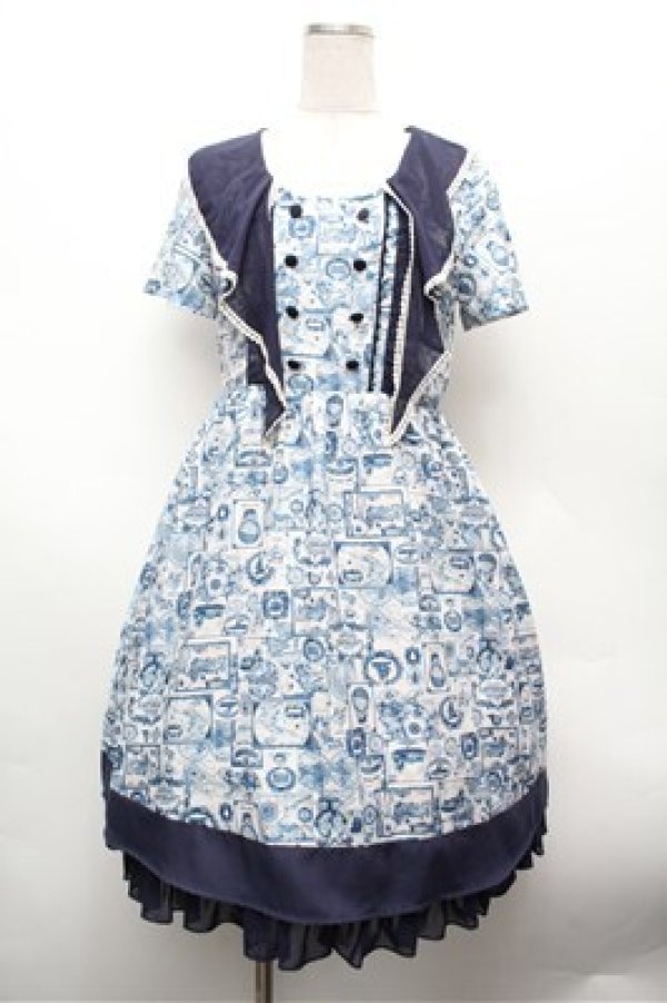 画像1: axes femme POETIQUE / 航海図柄セーラーワンピース  オフｘ紺 S-26-02-20-055-AX-OP-AS-ZS (1)