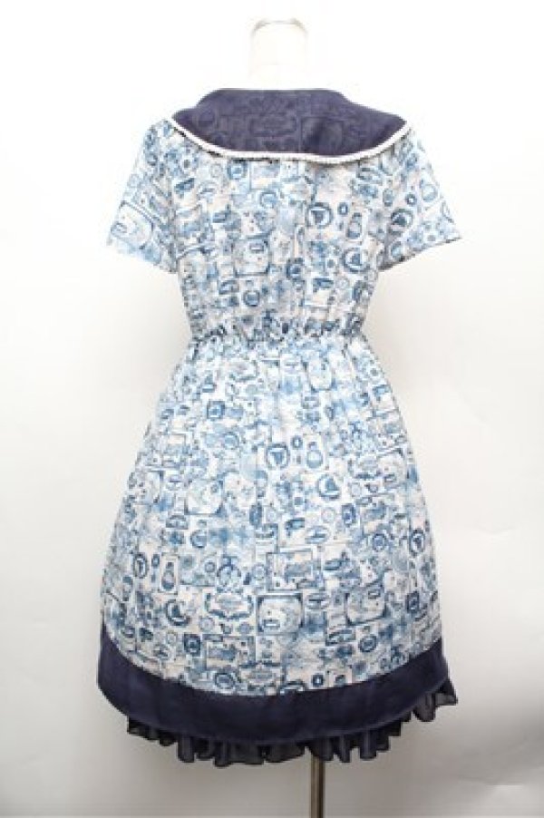 画像2: axes femme POETIQUE / 航海図柄セーラーワンピース  オフｘ紺 S-26-02-20-055-AX-OP-AS-ZS (2)
