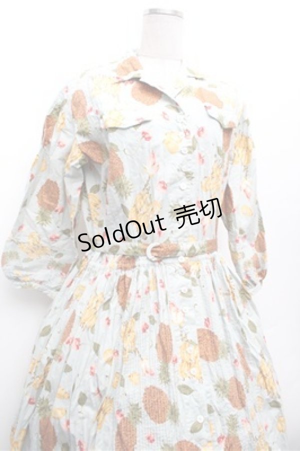 画像3: PINK HOUSE / トロピカルプリントワンピース  サックス S-26-02-20-057-LO-TS-AS-ZS (3)