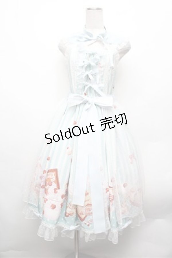 画像1: metamorphose / Cats and Cherry Cake オーバースカート付きジャンパースカート 1 サックス S-26-02-20-061-ME-OP-HR-ZS (1)