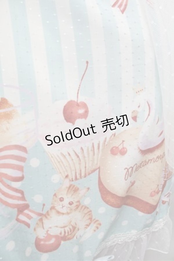 画像3: metamorphose / Cats and Cherry Cake オーバースカート付きジャンパースカート 1 サックス S-26-02-20-061-ME-OP-HR-ZS (3)