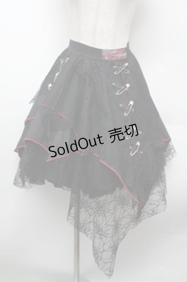 画像1: PUNK / スパイダーイレヘムスカート F 黒×赤 S-26-02-20-063-PU-TO-TE-ZS (1)