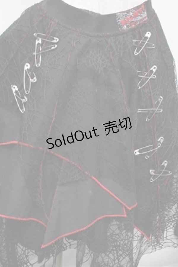 画像3: PUNK / スパイダーイレヘムスカート F 黒×赤 S-26-02-20-063-PU-TO-TE-ZS (3)