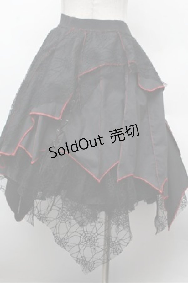 画像4: PUNK / スパイダーイレヘムスカート F 黒×赤 S-26-02-20-063-PU-TO-TE-ZS (4)