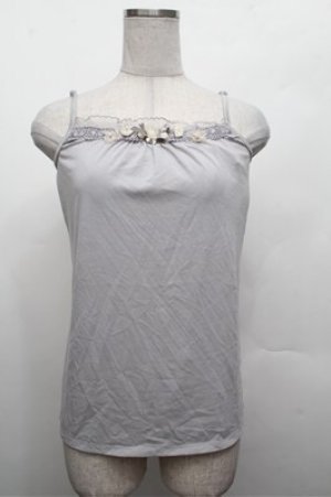 画像: axes femme / フラワーモチーフキャミソール  ブルーグレー S-26-02-20-013-AX-TO-AS-ZS