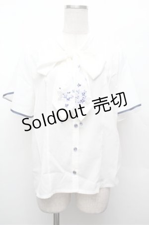 画像: axes femme / 紫陽花刺繍リボンブラウス  白 S-26-02-20-015-AX-BL-HR-ZS