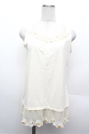 画像: axes femme / 立体お花付きロングタンク  オフ S-26-02-20-018-AX-TO-AS-ZS