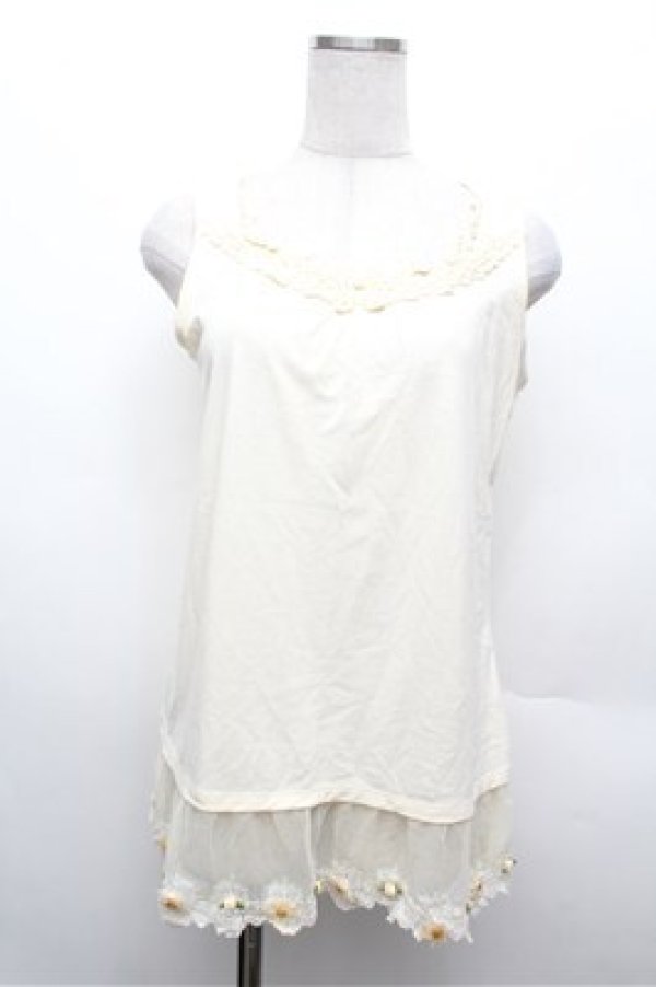 画像1: axes femme / 立体お花付きロングタンク  オフ S-26-02-20-018-AX-TO-AS-ZS (1)