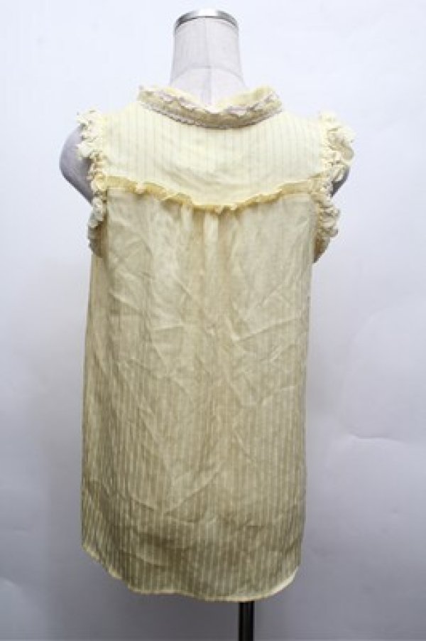 画像4: axes femme / シフォンノースリーブブラウス  イエロー S-26-02-20-019-AX-BL-HR-ZS (4)