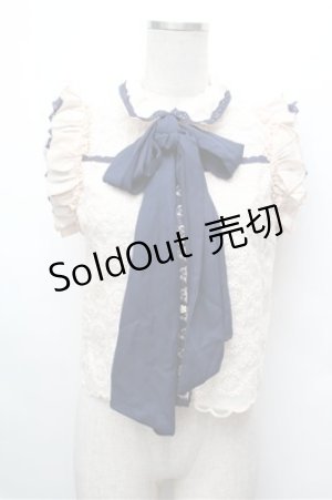 画像: LIZ LISA / オーガンジーノースリーブブラウス  オフｘ紺 S-26-02-20-023-LO-BL-AS-ZS