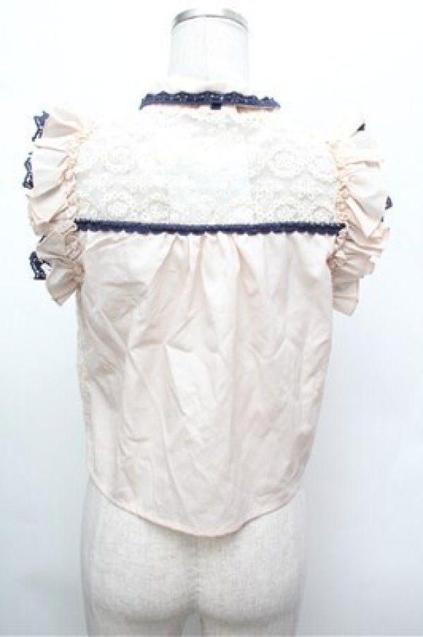 画像3: LIZ LISA / オーガンジーノースリーブブラウス  オフｘ紺 S-26-02-20-023-LO-BL-AS-ZS (3)