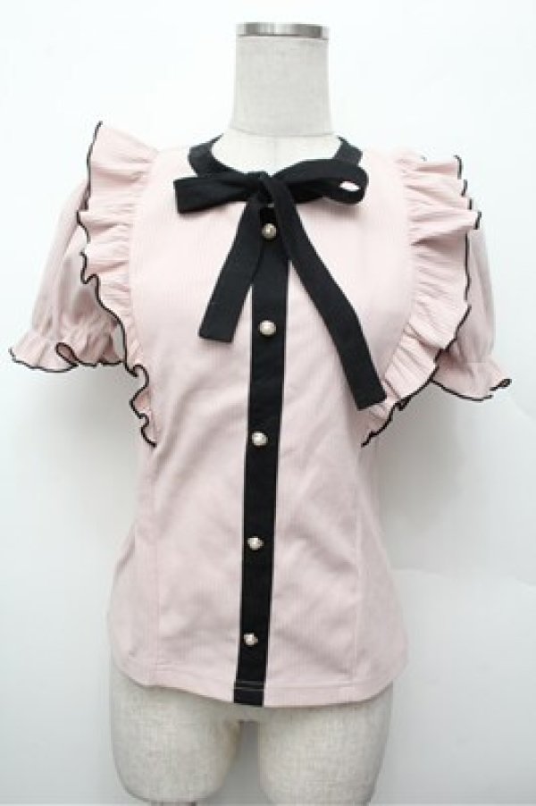 画像1: Ank Rouge / カーディガン風リブカットソー  ピンク S-26-02-20-027-CA-TO-HR-ZS (1)