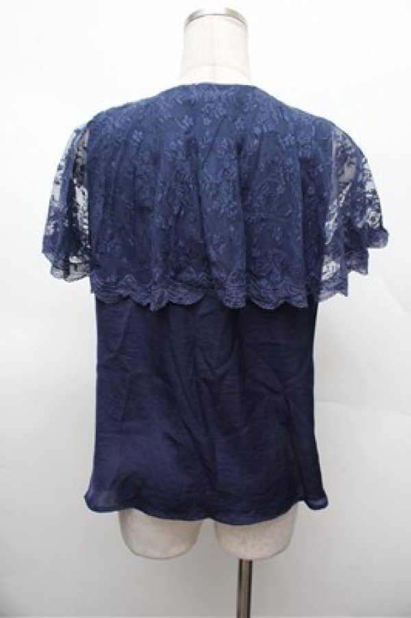画像3: an another angelus / レースケープ衿ブラウス  紺 S-26-02-22-036-CA-BL-AS-ZS (3)