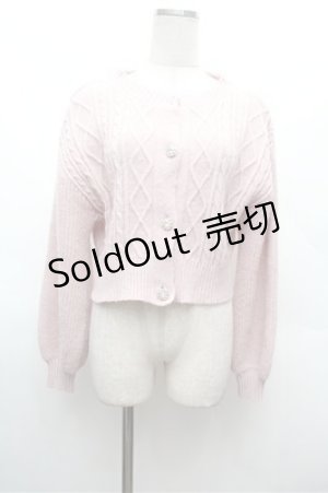 画像: axes femme POETIQUE / ビジューボタンショートカーディガン  ピンク S-26-02-22-039-AX-TO-AS-ZS