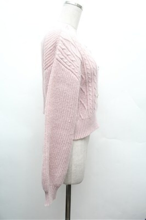 画像2: axes femme POETIQUE / ビジューボタンショートカーディガン  ピンク S-26-02-22-039-AX-TO-AS-ZS (2)