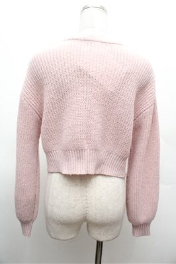 画像3: axes femme POETIQUE / ビジューボタンショートカーディガン  ピンク S-26-02-22-039-AX-TO-AS-ZS (3)