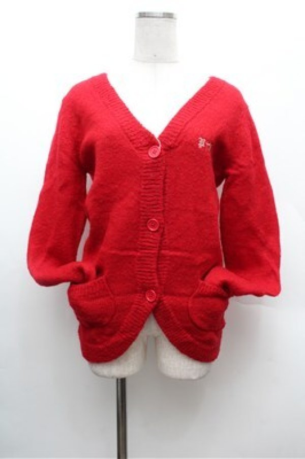 画像1: PEACE NOW / 羽根付きモヘアニットカーディガン  赤 S-26-02-22-041-PU-TO-AS-ZS (1)