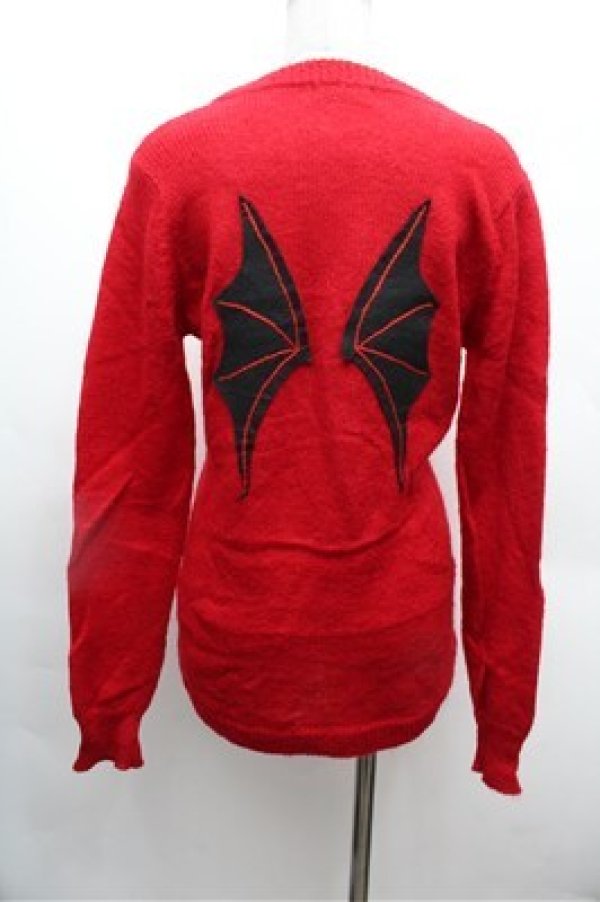 画像4: PEACE NOW / 羽根付きモヘアニットカーディガン  赤 S-26-02-22-041-PU-TO-AS-ZS (4)