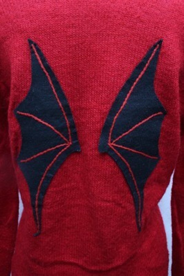 画像5: PEACE NOW / 羽根付きモヘアニットカーディガン  赤 S-26-02-22-041-PU-TO-AS-ZS (5)