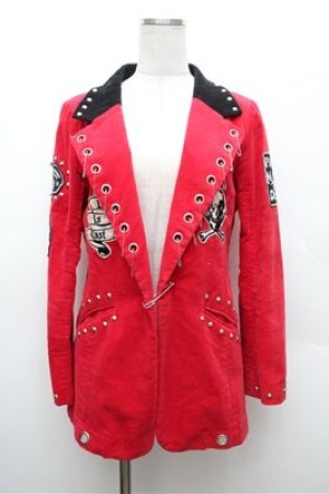 画像: HELL CAT PUNKS / ベロアジャケット  赤ｘ黒 S-26-02-22-042-PU-JA-AS-ZS