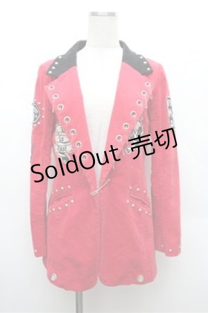 画像: HELL CAT PUNKS / ベロアジャケット  赤ｘ黒 S-26-02-22-042-PU-JA-AS-ZS