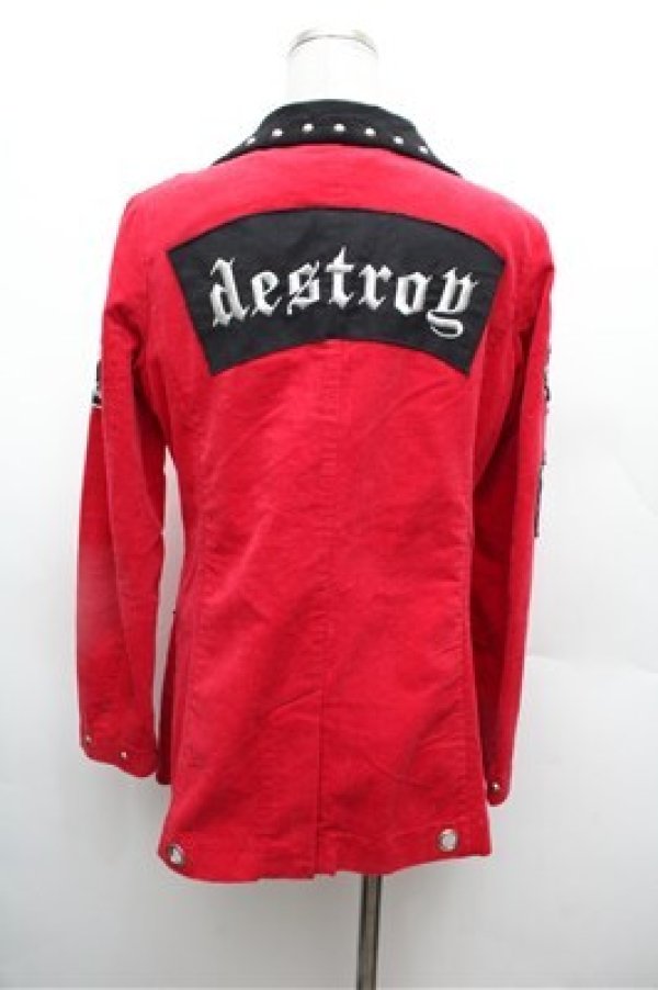 画像3: HELL CAT PUNKS / ベロアジャケット  赤ｘ黒 S-26-02-22-042-PU-JA-AS-ZS (3)