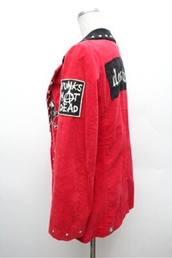 画像4: HELL CAT PUNKS / ベロアジャケット  赤ｘ黒 S-26-02-22-042-PU-JA-AS-ZS (4)