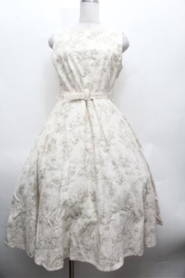 画像1: an another angelus / トワル柄ノースリーブワンピース  オフｘグリーン S-26-02-22-046-CA-OP-AS-ZS (1)