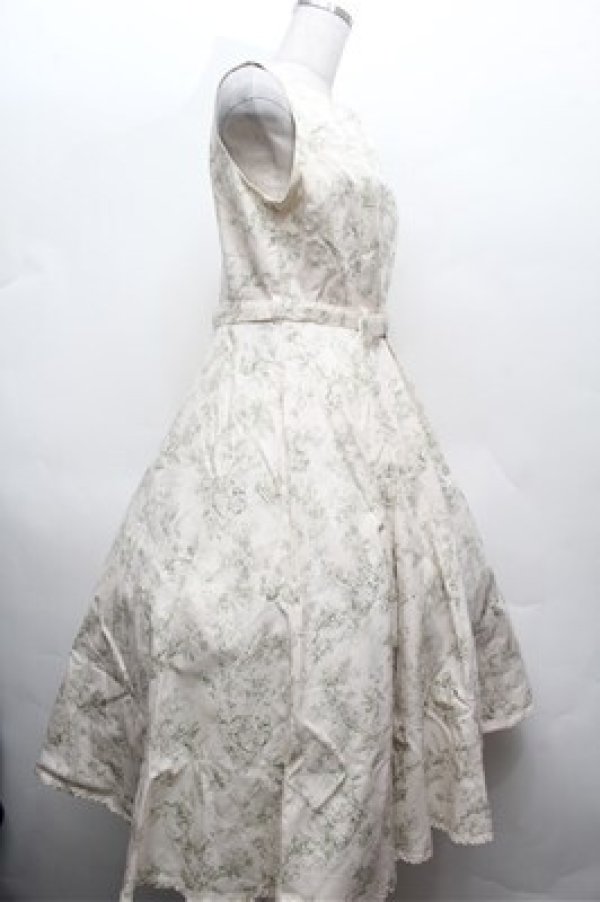 画像3: an another angelus / トワル柄ノースリーブワンピース  オフｘグリーン S-26-02-22-046-CA-OP-AS-ZS (3)