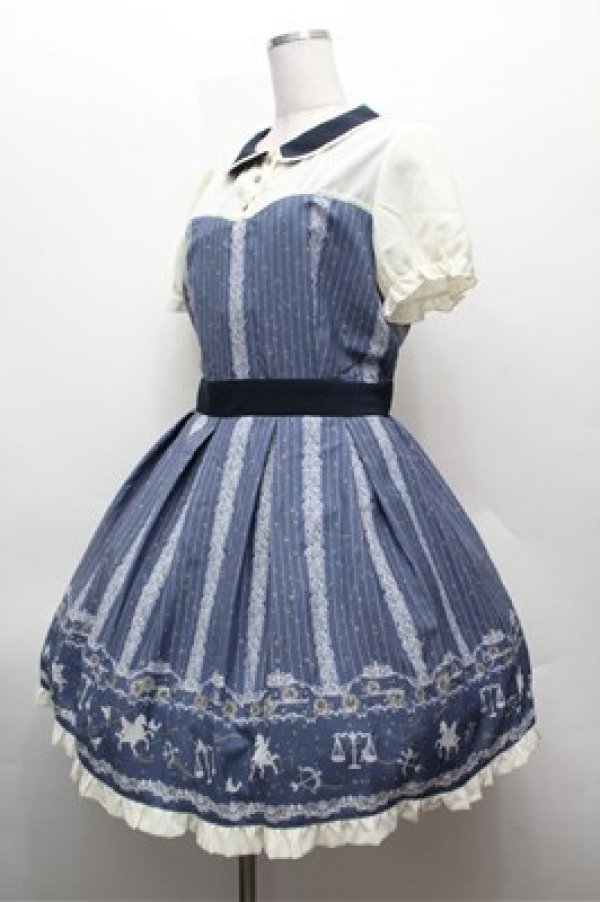 画像2: axes femme POETIQUE / ストライプ星座ワンピース M ネイビー S-26-02-22-049-AX-OP-TE-ZS (2)