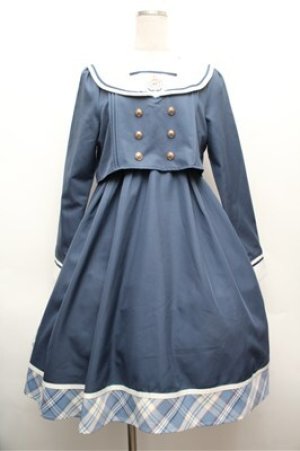 画像: Amavel / School Check Setup風セーラーワンピース F ブルー S-26-02-22-050-CA-OP-TE-ZS