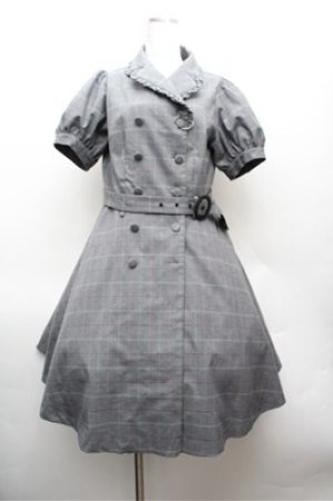 画像: axes femme POETIQUE / グレンチェックワンピース M グレー S-26-02-22-053-AX-OP-TE-ZS