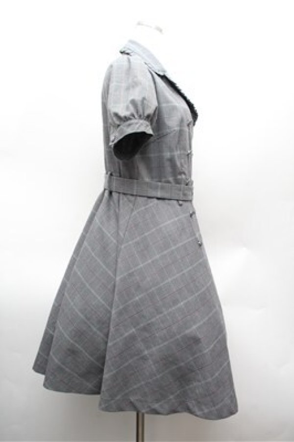 画像2: axes femme POETIQUE / グレンチェックワンピース M グレー S-26-02-22-053-AX-OP-TE-ZS (2)