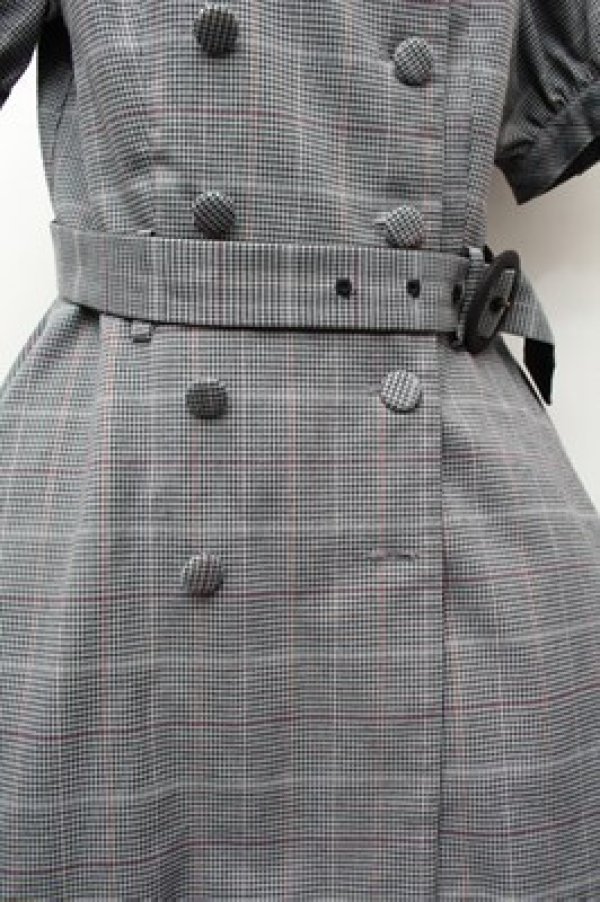 画像4: axes femme POETIQUE / グレンチェックワンピース M グレー S-26-02-22-053-AX-OP-TE-ZS (4)