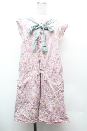 画像: Jane Marple / 花柄オールインワン  白ｘピンク S-26-02-22-054-JM-OP-AS-ZS