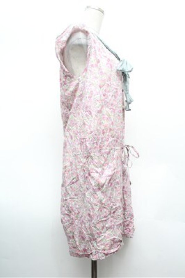 画像2: Jane Marple / 花柄オールインワン  白ｘピンク S-26-02-22-054-JM-OP-AS-ZS (2)