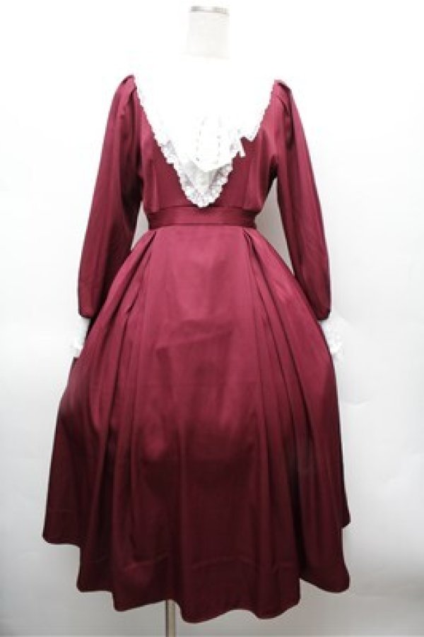 画像1: axes femme / ルリジューズレースアップワンピース  ワイン S-26-02-22-055-AX-BL-AS-ZS (1)