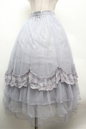 画像: axes femme / ローズ付ドレープチュールスカート  サックス S-26-02-22-062-AX-SK-AS-ZS