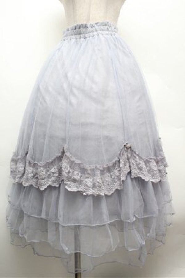 画像1: axes femme / ローズ付ドレープチュールスカート  サックス S-26-02-22-062-AX-SK-AS-ZS (1)