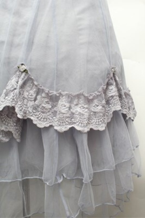 画像3: axes femme / ローズ付ドレープチュールスカート  サックス S-26-02-22-062-AX-SK-AS-ZS (3)