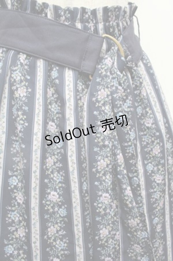 画像3: axes femme / ストライプフラワー柄スカート  紺 S-26-02-22-064-AX-SK-AS-ZS (3)