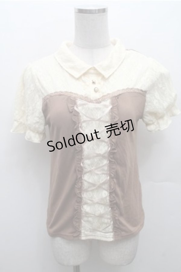 画像1: axes femme / ビスチェ風半袖PO  ブラウン S-26-02-23-034-AX-OP-AS-ZS (1)