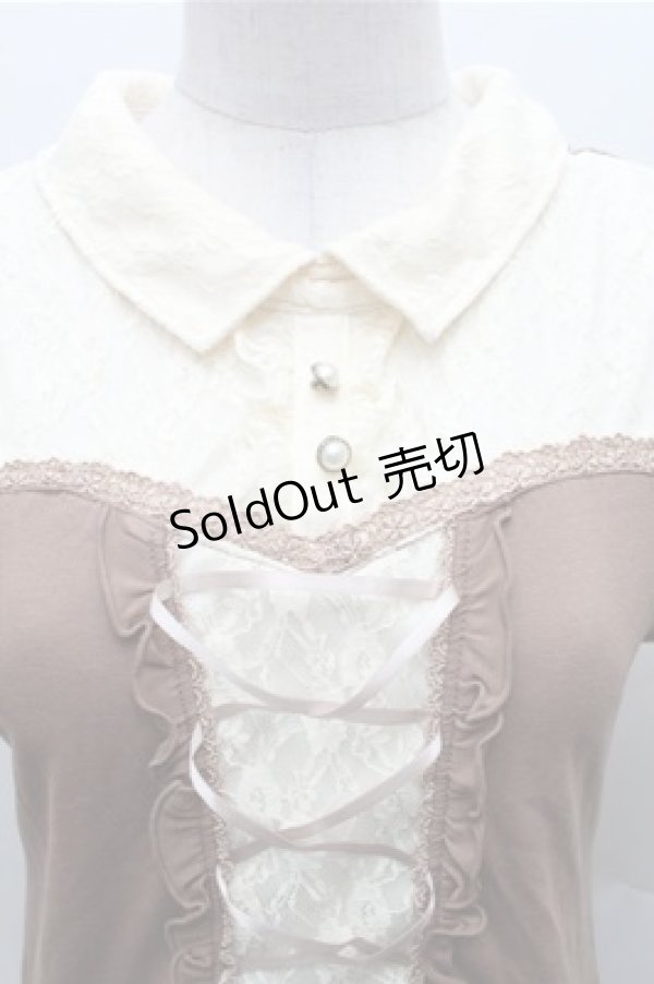 画像3: axes femme / ビスチェ風半袖PO  ブラウン S-26-02-23-034-AX-OP-AS-ZS (3)