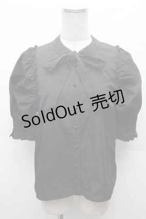 画像: evelyn / ボウタイパフスリーブブラウス  黒 S-26-02-23-042-LO-BL-HR-ZS