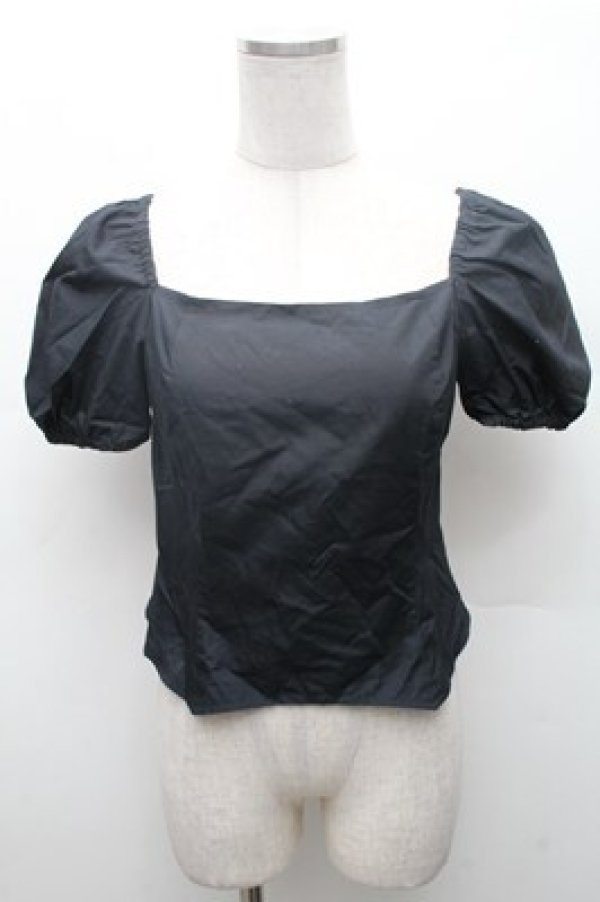 画像1: MIHO MATSUDA / パフ袖カットソー  黒 S-26-02-23-043-GO-TS-HR-ZS (1)