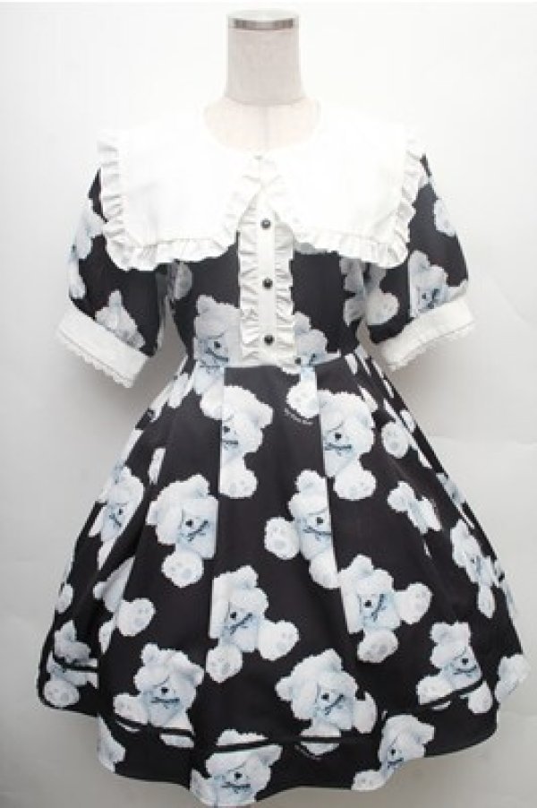 画像1: Deary / くま耳セーラーワンピース  黒ｘ白 S-26-02-23-052-LO-OP-AS-ZS (1)